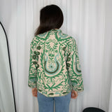 CASACO BORDADOS CRU E VERDE