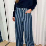 CALÇAS RISCAS AZUL JEANS