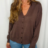 CARDIGAN MALHA CASTANHO