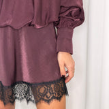 VESTIDO FLUIDO BORDEAUX COM RENDA