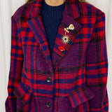 BF - CASACO XADREZ VERMELHO E AZUL