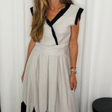 CONJUNTO TOP E SAIA CRU E PRETO