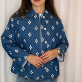 CASACO AZUL JEANS COM BORDADOS