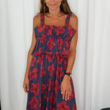 VESTIDO AZUL MARINHO FLORES