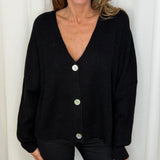 CARDIGAN MALHA CANELADO PRETO