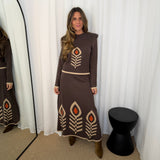 BF - CONJUNTO MALHA CASTANHO ESTAMPADO