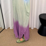 VESTIDO CAMISEIRO DEGRADÊ AZUL VERDE E LILÁS