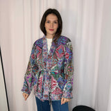 KIMONO VELUDO CINZA COM BORDADOS