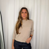 CAMISOLA MALHA MEIA GOLA BEGE CURTA