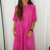 VESTIDO ALGODÃO ANIMAL PRINT ROSA