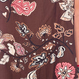 TOP HALTER ASSIMÉTRICO CASTANHO COM FLORES