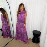 CONJUNTO TOP E SAIA ROXO