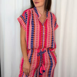 CONJUNTO TÚNICA E CALÇAS ÉTNICO ROSA