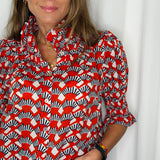 CAMISA GOLA FAVOS MANGA CURTA VERMELHO ESTAMPADO