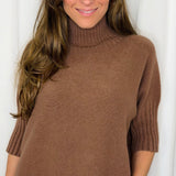 CAMISOLA MALHA MEIA GOLA CAMEL LARGA