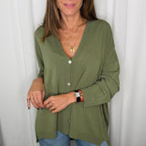 CARDIGAN MALHA FRIA VERDE SECO