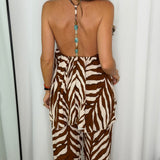CONJUNTO TOP E CALÇAS ZEBRA CASTANHO