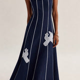 VESTIDO AZUL MARINHO COM BORDADOS