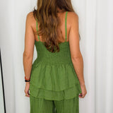 CONJUNTO TOP E CALÇAS LINHO VERDE