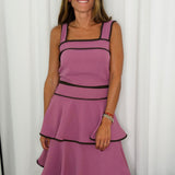 CONJUNTO TOP E SAIA ROSA FOLHOS