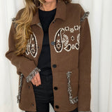 CASACO MALHA BANDANAS CASTANHO