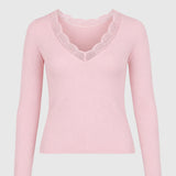 CAMISOLA ALGODÃO COM RENDA ROSA PASTEL