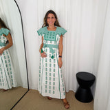 VESTIDO BRANCO COM BORDADOS VERDES