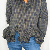 CAMISA XADREZ AZUL MARINHO COM FOLHOS