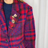 BF - CASACO XADREZ VERMELHO E AZUL