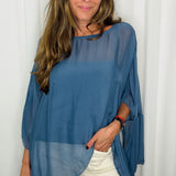 TÚNICA SEDA AZUL JEANS