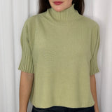 CAMISOLA MALHA MEIA GOLA VERDE PISTACHIO LARGA