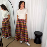 SAIA QUADRADOS MOSTARDA E ROSA