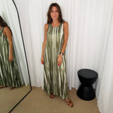 VESTIDO MALHA SEDA LISTADO VERDE
