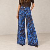 CALÇAS WIDE LEG ZEBRA AZULÃO