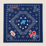 ECHARPE AZUL BANDANAS COM BORDADOS