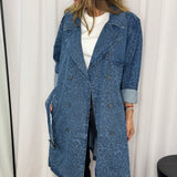 BF - CASACO SARJA AZUL JEANS ANIMAL PRINT