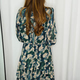 VESTIDO FOLHOS AZUL