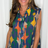 TÚNICA AZUL ESTAMPADA