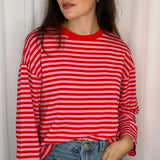 CAMISOLA ALGODÃO RISCAS VERMELHO