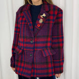 BF - CASACO XADREZ VERMELHO E AZUL
