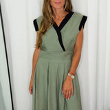 CONJUNTO TOP E SAIA VERDE E PRETO