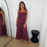 VESTIDO AZUL MARINHO FLORES