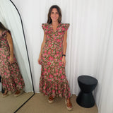 VESTIDO CAQUI FLORES
