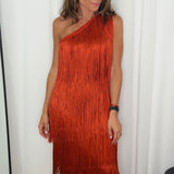 VESTIDO FRANJAS TELHA