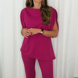 CONJUNTO TÚNICA E CALÇAS FUCSIA