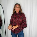 TÚNICA BORDEAUX COM FOLHAS