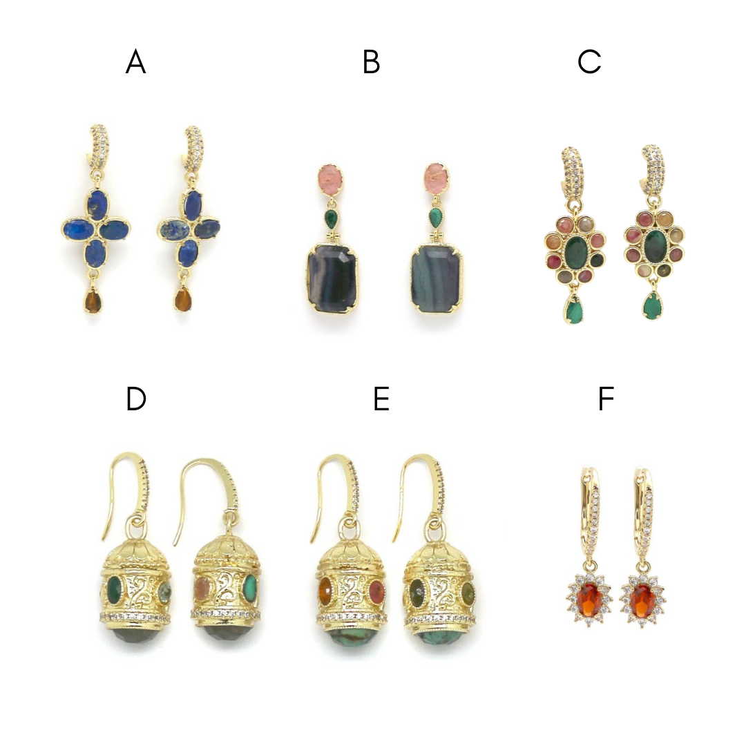 BRINCOS AÇO INOXIDÁVEL E PEDRAS NATURAIS