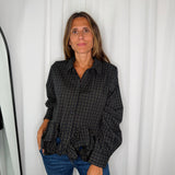 CAMISA XADREZ AZUL MARINHO COM FOLHOS