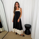 VESTIDO PRETO COM BARRA CRU