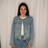 CASACO AZUL JEANS COM ENTRANÇADO